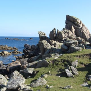Looking past Granite rocks out to seal